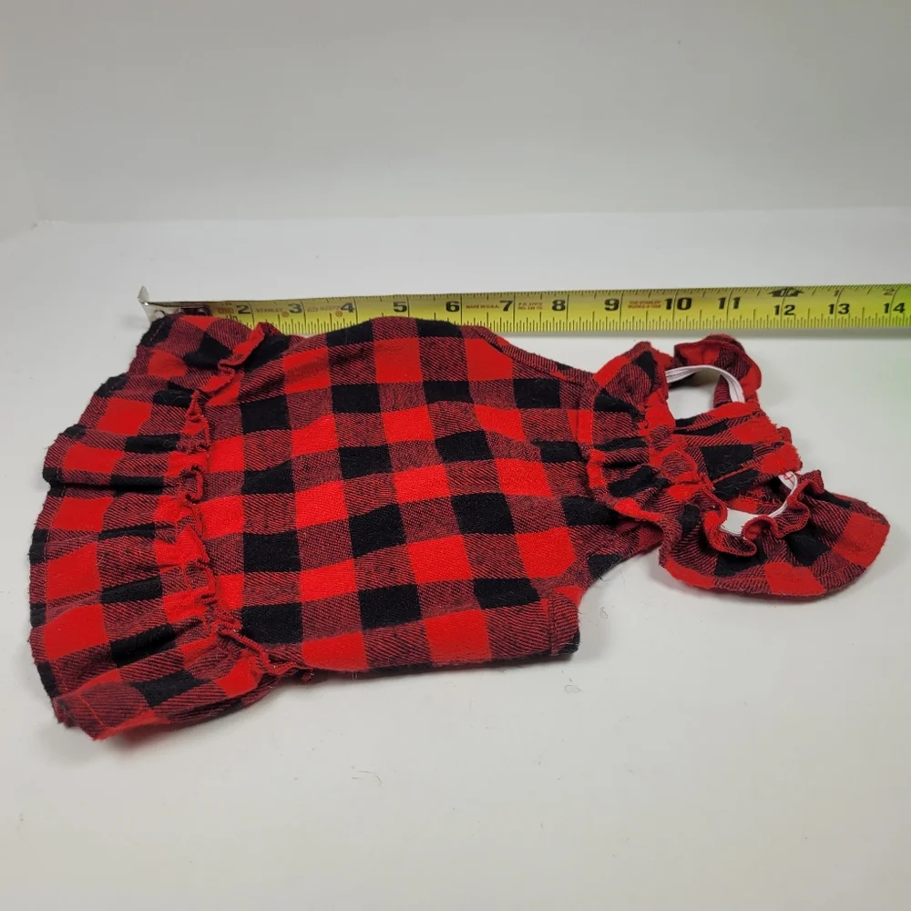 Red and Black Plaid Ruffled Dog Dress